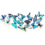 3D butterflies with magnet, house or event decorations, set of 12 pieces, blue color